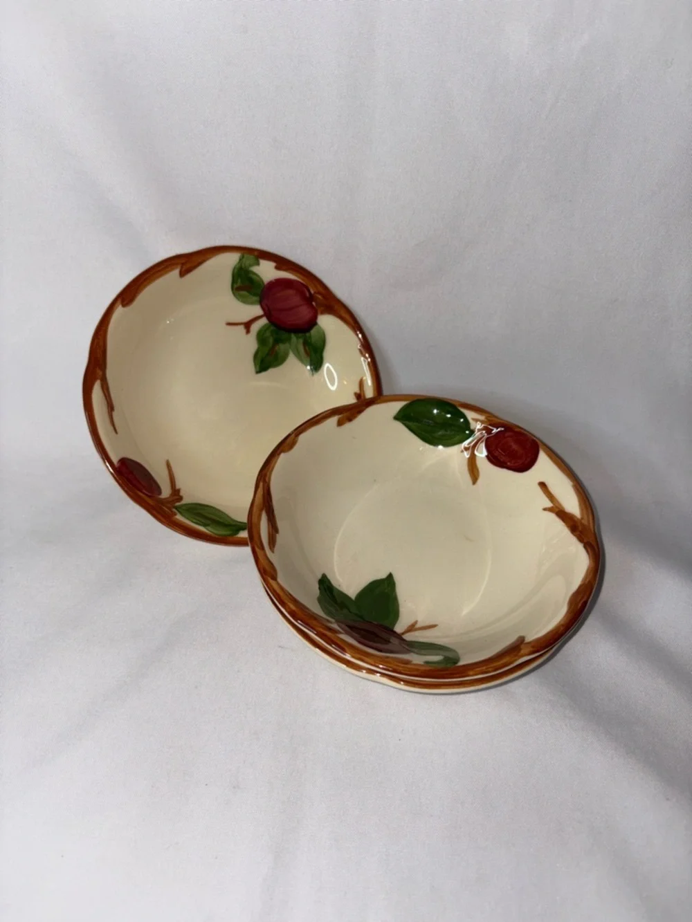 Franciscan Apple Set of 3 Shallow Bowls 5” Vintage USA Hand Painted